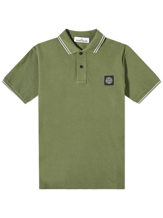 Men's Embroidered Logo Stretch Cotton Polo Shirt Green - STONE ISLAND - BALAAN 1