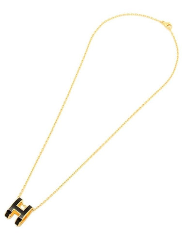 Pop H Pendant Necklace Gold Black - HERMES - BALAAN 1