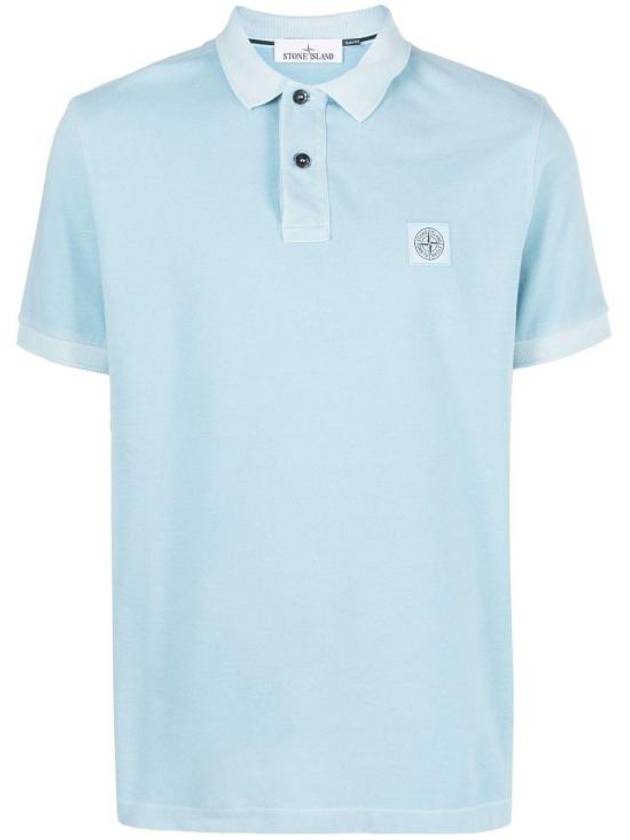 Men's Logo Patch Short Sleeve Polo Shirt Sky Blue - STONE ISLAND - BALAAN 2