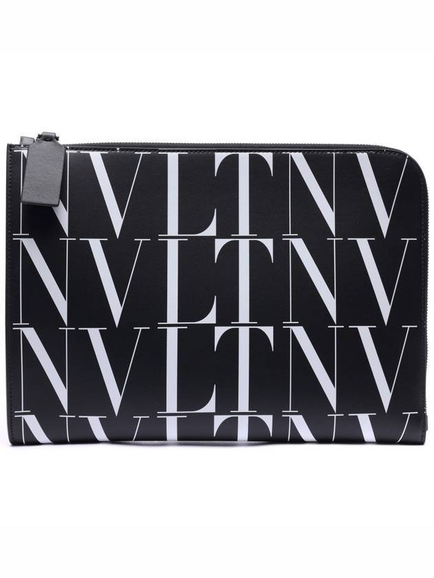 Timeless VLTN Logo Clutch Bag Black - VALENTINO - BALAAN 1