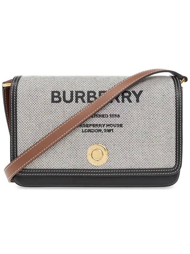 Horseferry Print Cotton Canvas Leather Cross Bag Black - BURBERRY - BALAAN 1