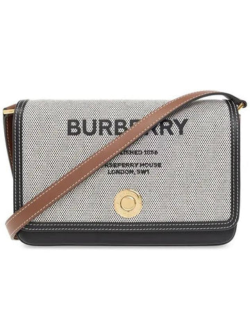 Horseferry Print Cotton Canvas Leather Cross Bag Black - BURBERRY - BALAAN 1