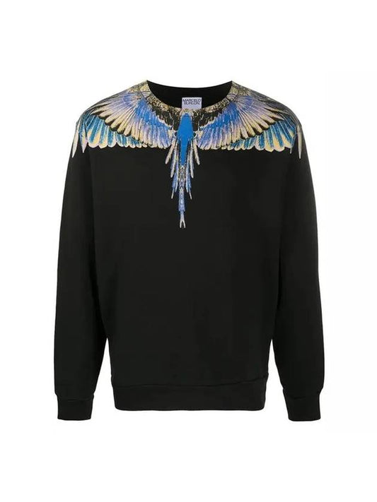 Men's Wings Regular Sweatshirt Black - MARCELO BURLON - BALAAN 1