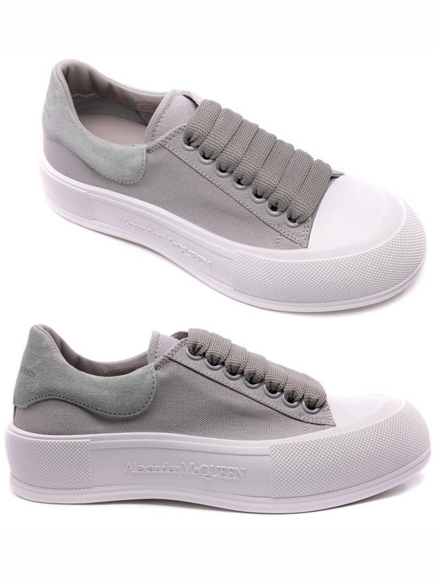 Deck Lace Up Plimsol Low Top Sneakers Grey - ALEXANDER MCQUEEN - BALAAN 2