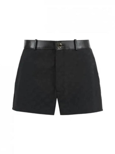 High Rise Monogram Canvas Leather Shorts Black - GUCCI - BALAAN 2