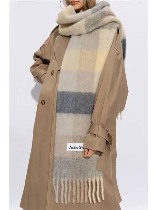 Check Mohair Muffler Vanilla Beige Lavender - ACNE STUDIOS - BALAAN 3