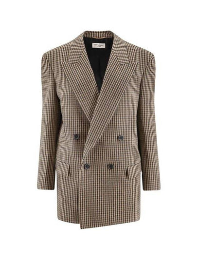 Double Breasted Blazer Jacket Beige - SAINT LAURENT - BALAAN 2