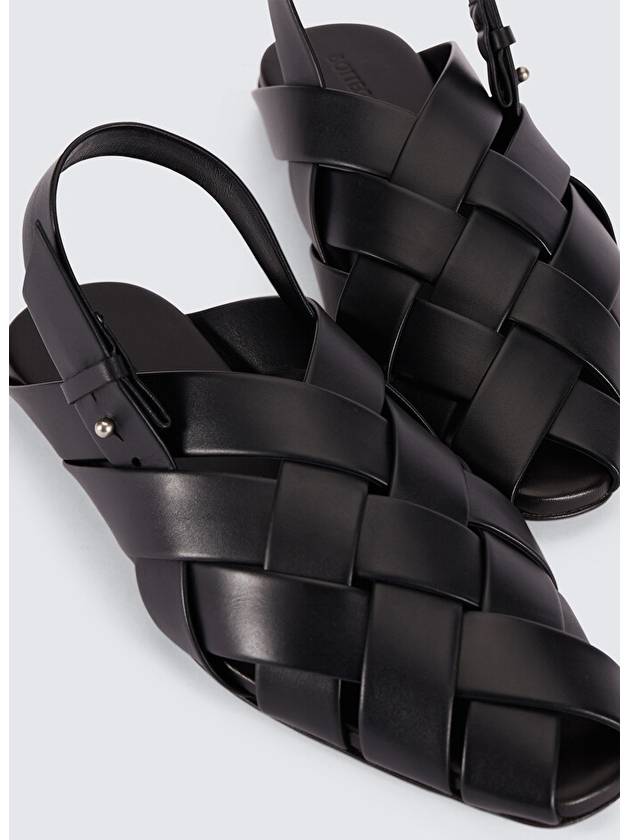 Alfie Intrecciato Leather Mule Sandals Black - BOTTEGA VENETA - BALAAN 4