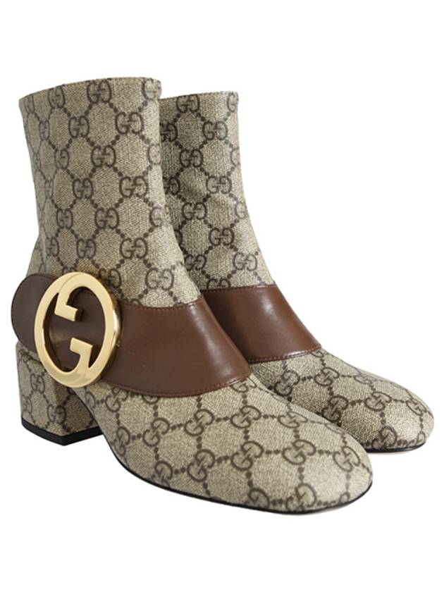 Women's Blondie GG Supreme Canvas Ankle Boots Beige - GUCCI - BALAAN.