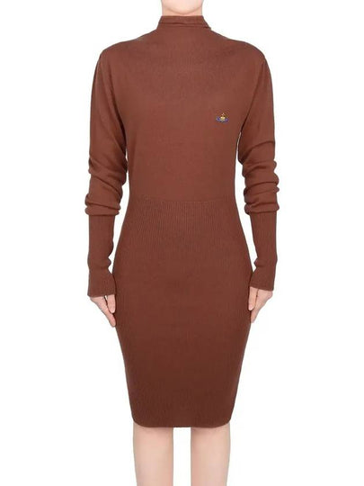 Akron Bea Turtleneck Wool Midi Dress Brown - VIVIENNE WESTWOOD - BALAAN 2