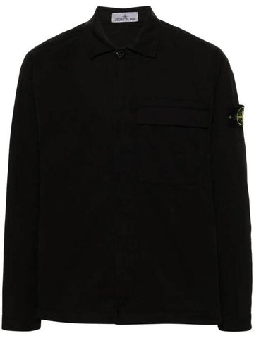 Supima Regular Fit Long Sleeve Shirt Black - STONE ISLAND - BALAAN 1