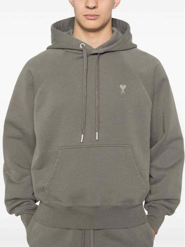 Logo Detail Drawstring Hoodie Smoke Grey - AMI - BALAAN 7