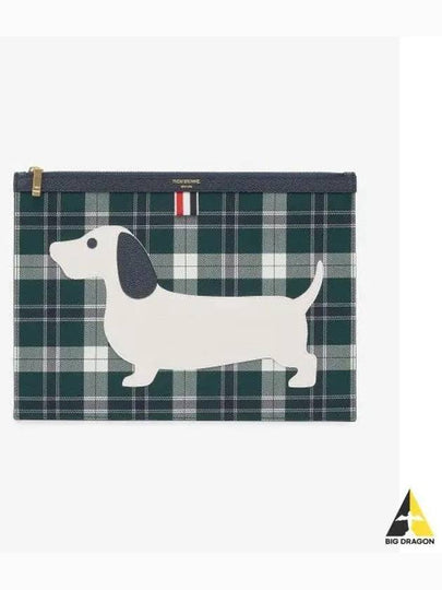 Tartan Twill Hector Medium Document Holder Clutch Bag Dark Green - THOM BROWNE - BALAAN 2