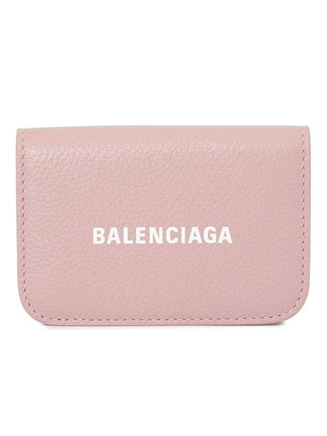 Logo Tripold Leather Half-Wallet Pink - BALENCIAGA - BALAAN 1