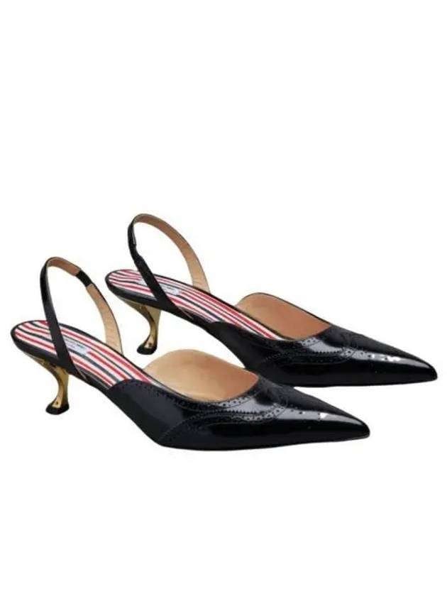 Pointed Toe Slingback Heels Black - THOM BROWNE - BALAAN 2