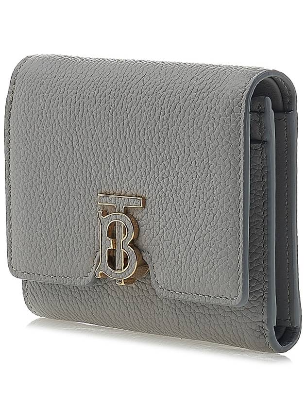 TB Logo Grain Leather Half Wallet Light Grey - BURBERRY - BALAAN 3