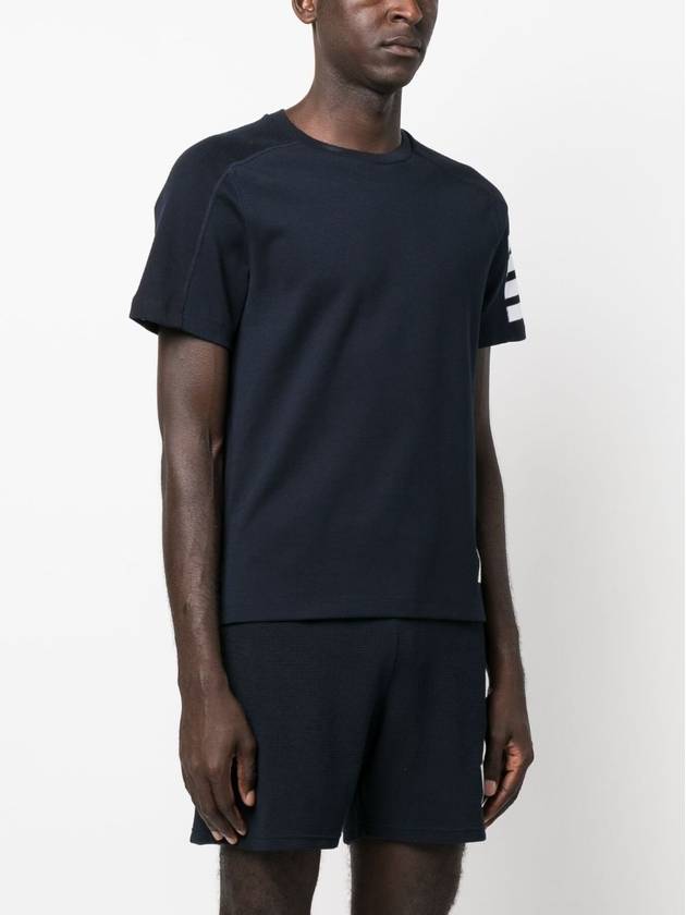 SHORT SLEEVE TEE W/ 4 BAR STRIPE IN MILANO COTTON - THOM BROWNE - BALAAN 3