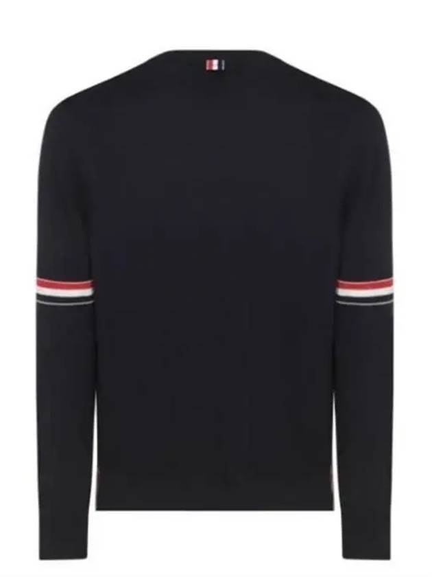 Merino Striped Crew Neck Knit Top Navy - THOM BROWNE - BALAAN 3