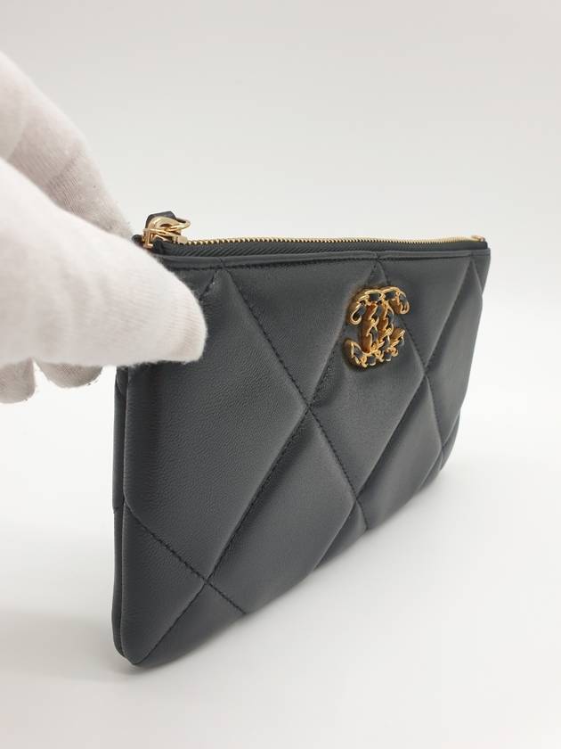 Nineteen Gold Logo Small Lambskin Pouch Bag Black - CHANEL - BALAAN 5