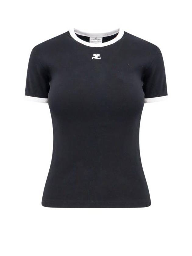 Bumpy Contrast Re-Edition Short Sleeve T-Shirt Black - COURREGES - BALAAN 1