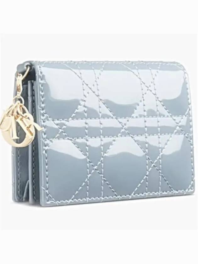 Lady Cannage Patent Calfskin Flap Card Wallet Cloud Blue - DIOR - BALAAN 4