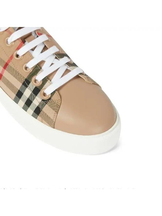 Women's Vintage Check Leather Low Top Sneakers Beige - BURBERRY - BALAAN 5