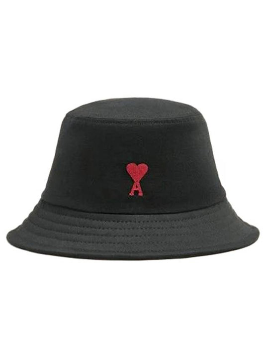 UHA246 AW0041 001 Heart Logo Patch Bucket Hat Black TJ - AMI - BALAAN 1