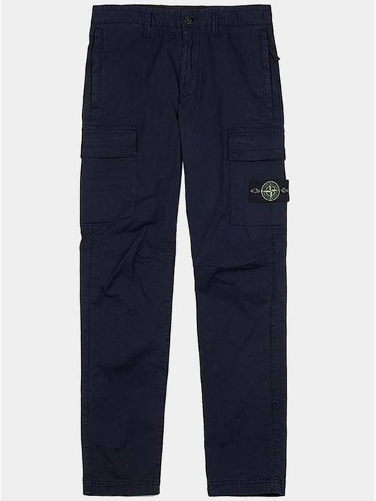 Stretch Cotton Gabardine Garment Dyed Cargo Straight Pants Navy - STONE ISLAND - BALAAN 2