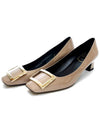 Trompette Metal Buckle Pumps Beige - ROGER VIVIER - BALAAN.