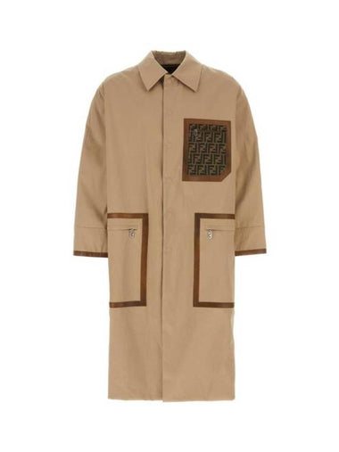 FF Logo Jacquard Reversible Trench Coat Beige - FENDI - BALAAN 1