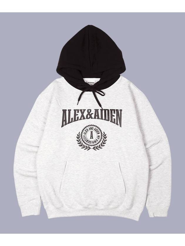 College Logo Contrast Fleece Hoodie White Melange - ALEX&AIDEN - BALAAN 2