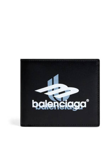 Logo Print Leather Half Wallet Black - BALENCIAGA - BALAAN 1