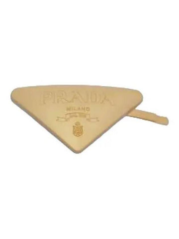 Triangle Logo Metal Hair Clip Gold - PRADA - BALAAN 1