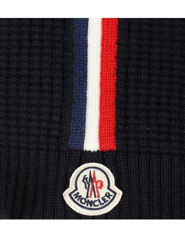 Logo Patch Three Stripes Beanie Navy - MONCLER - BALAAN.