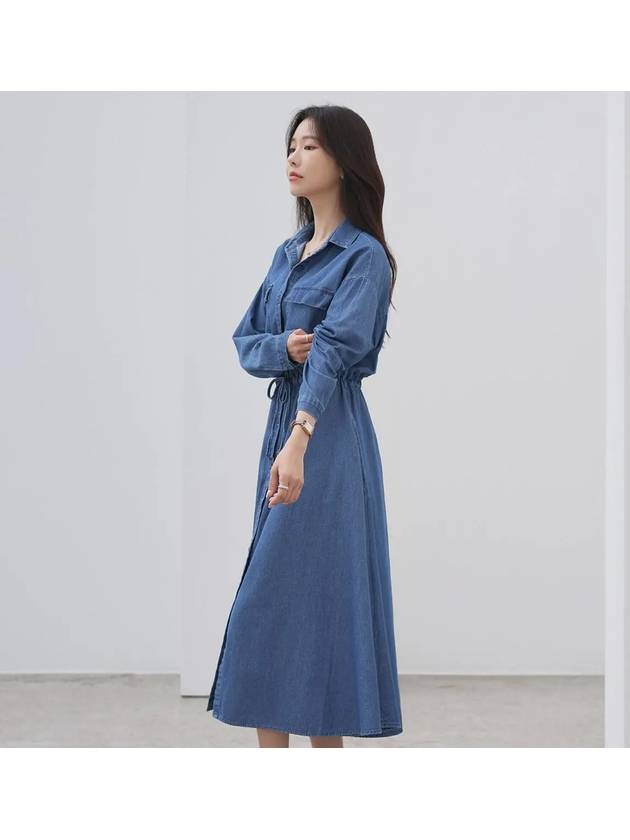 Marodi denim string long dress - MONO AT.D - BALAAN 5