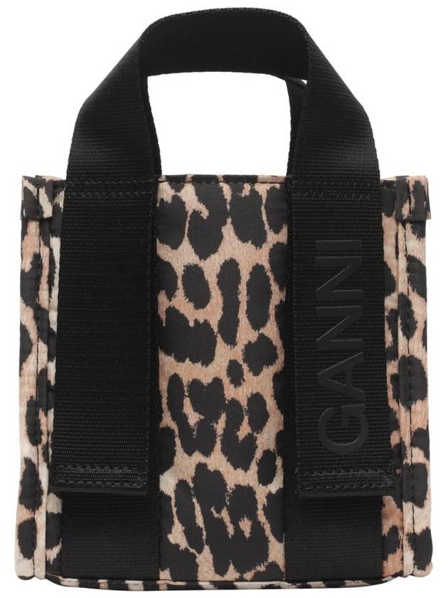 Leopard Print Recycled Tech Mini Tote Bag - GANNI - BALAAN 1