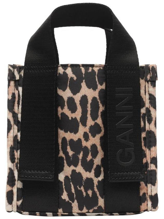 Leopard Print Recycled Tech Mini Tote Bag - GANNI - BALAAN 1