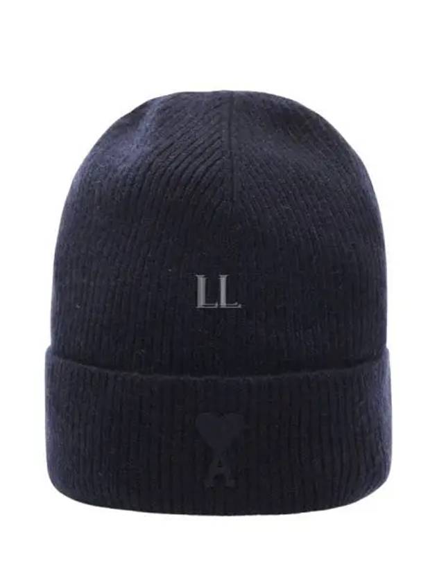 De Coeur Ribbed Knit Beanie Navy - AMI - BALAAN 2