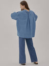 RYUL+WAI: Denim Back Tuck Oversized Shirt Blue - RYUL+WAI: - BALAAN 3