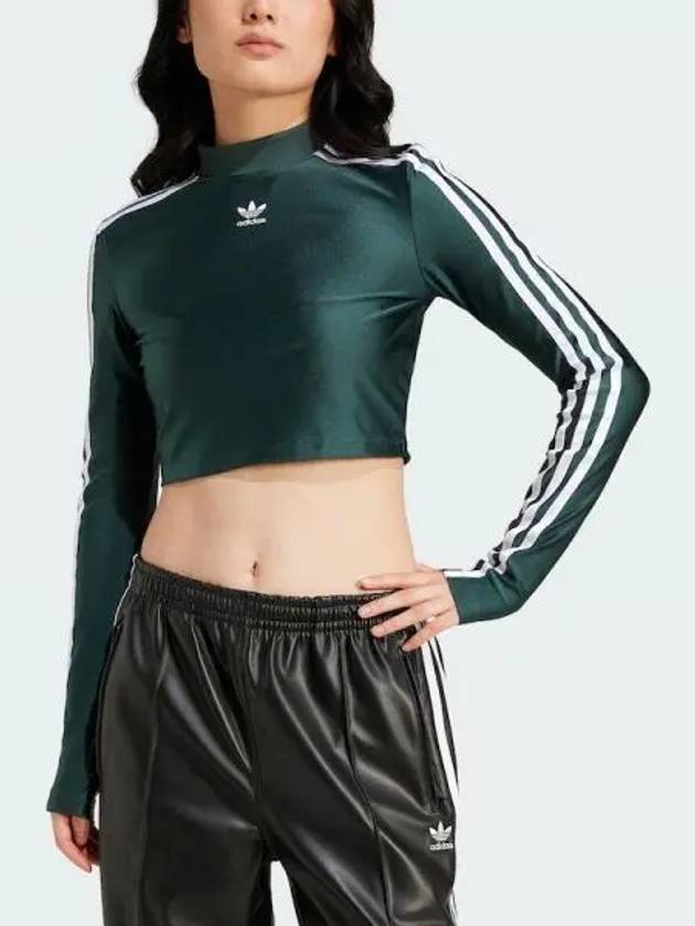 adidas 3S Crop Long Sleeve Tee Mid Green IY4664 - ADIDAS - BALAAN 2