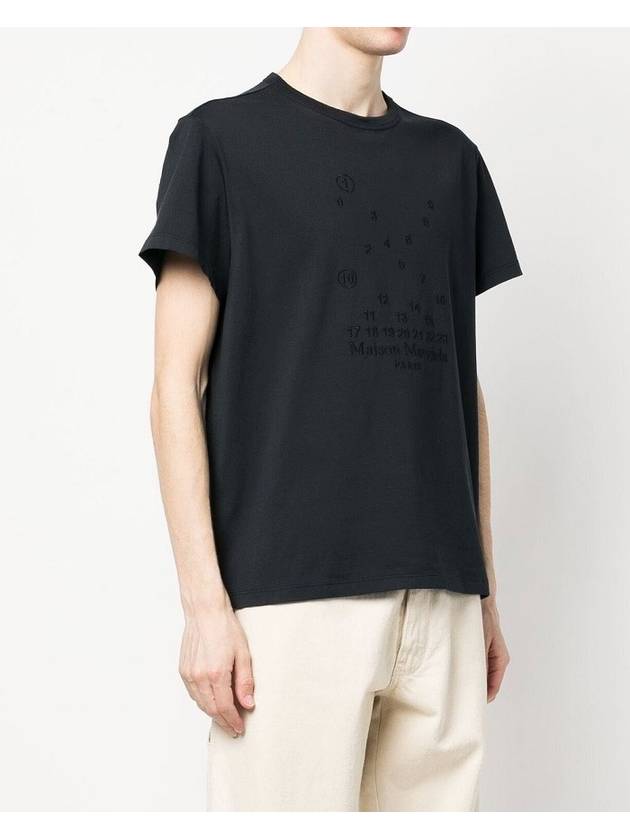 Numeric Embroidered Logo Mako Cotton Short Sleeve T-Shirt Black - MAISON MARGIELA - BALAAN 3