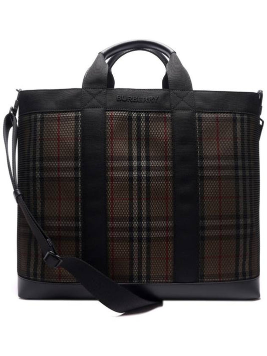 Men's Ormond Check Tote Bag Brown - BURBERRY - BALAAN.