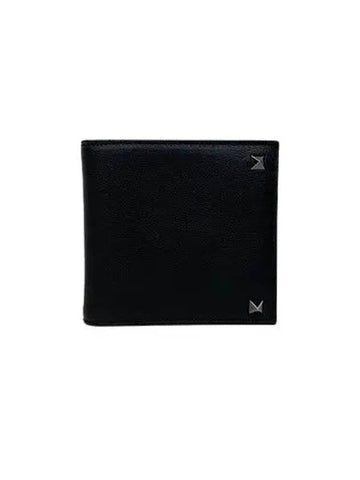 P0577 VH3 0NO Rockstud Half Wallet Black - VALENTINO - BALAAN 1