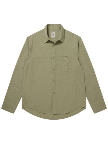 Men's Linen Shirt Light Khaki SWDQPLSH01LK - SOLEW - BALAAN 1