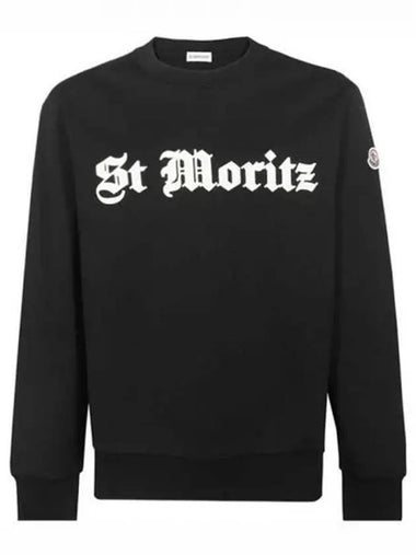 8G00023 809KR 999 Lettering logo embroidery round sweatshirt black men s TJ 271856 - MONCLER - BALAAN 1