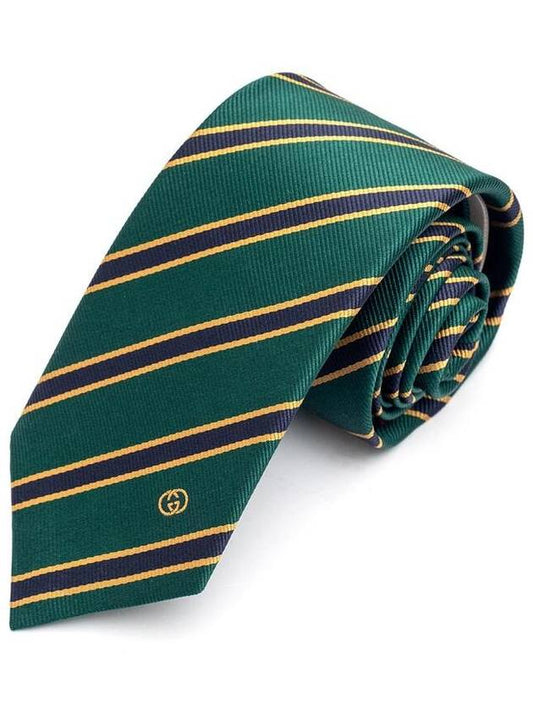 Striped Silk Tie Green - GUCCI - BALAAN 2