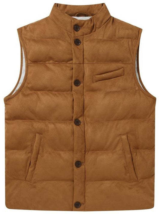 Men's Suede Padded Vest Camel - SOLEW - BALAAN 2