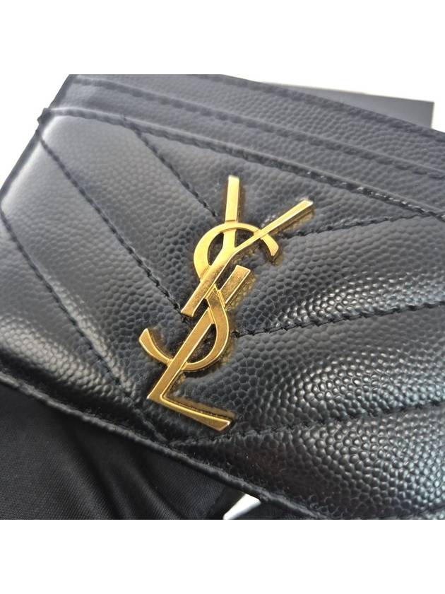 Matelasse monogram card wallet black - SAINT LAURENT - BALAAN 6