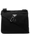 Triangle Logo Re-nylon Saffiano Leather Cross Bag Black - PRADA - BALAAN 2