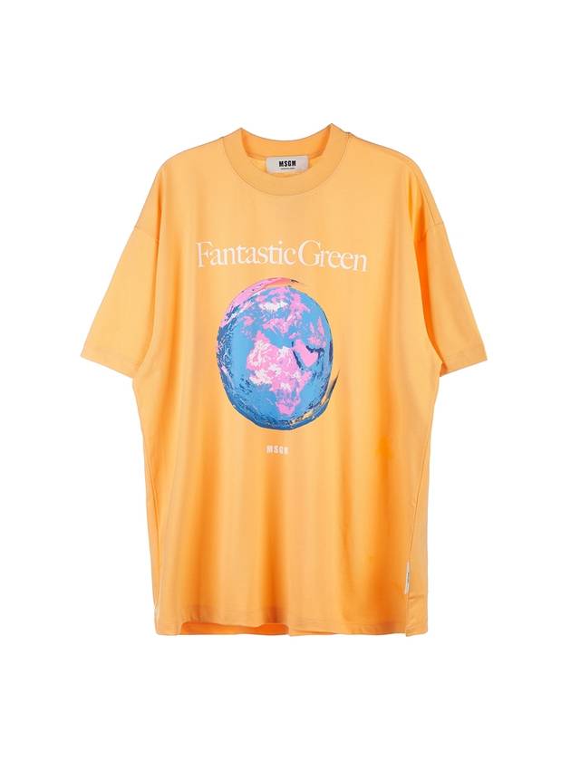 Fantastic Green Sustainable Cotton Short Sleeve T-Shirt Orange - MSGM - BALAAN 2